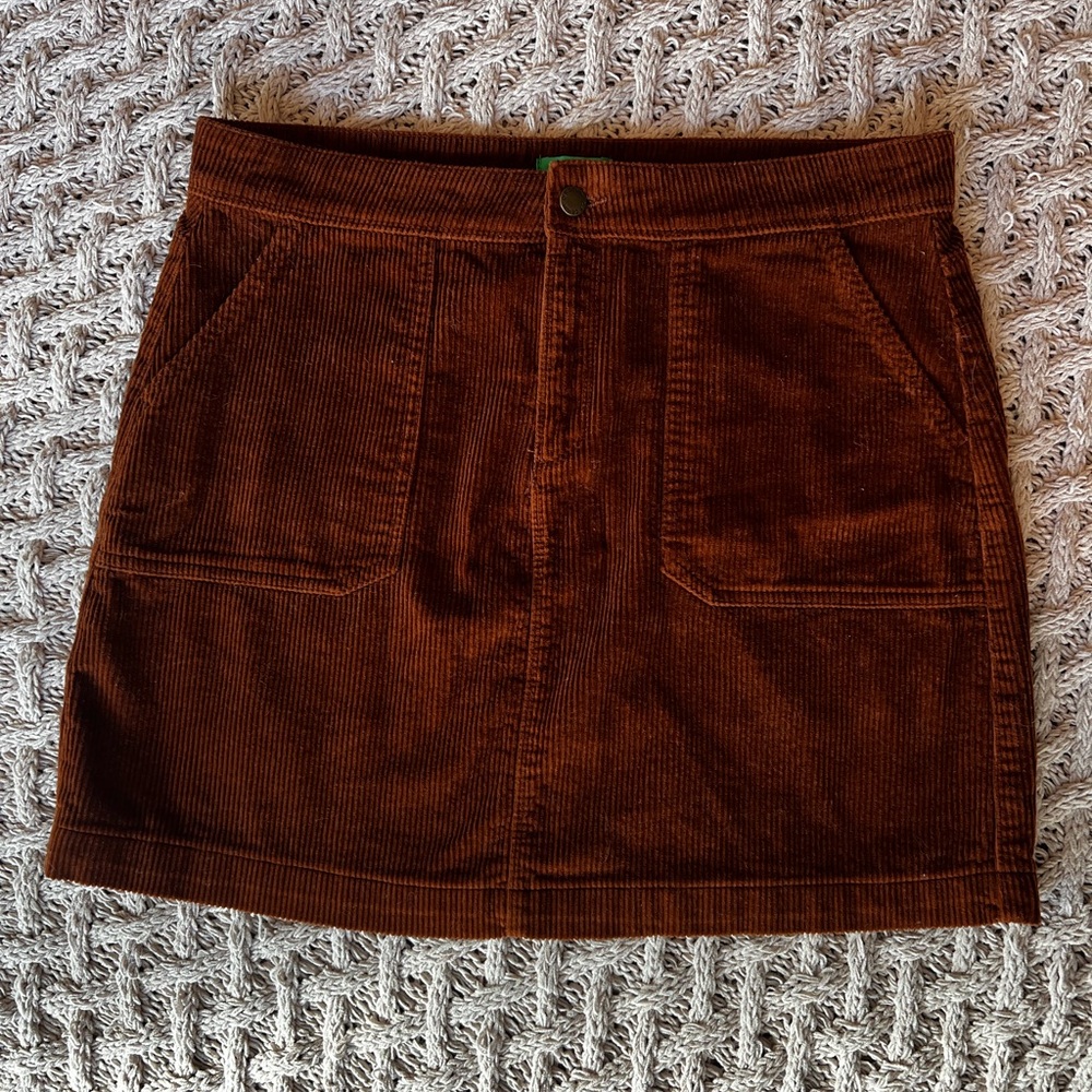 Burnt Orange Corduroy Mini Skirt